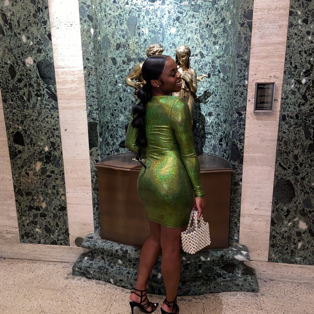 Green Bodycon Dress with Shimmer